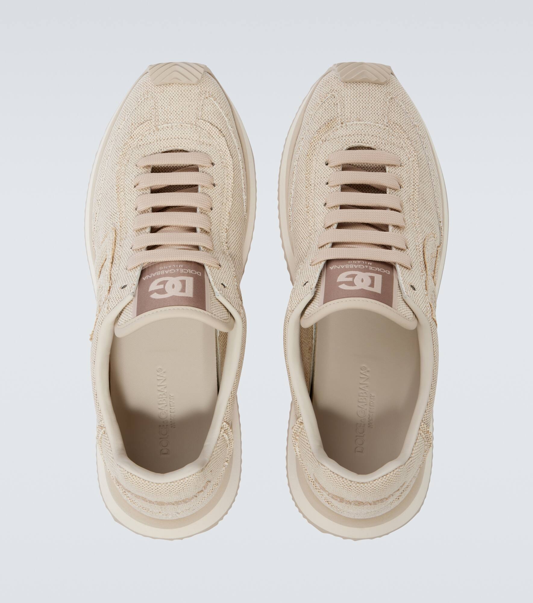 Leather-trimmed canvas sneakers - 4
