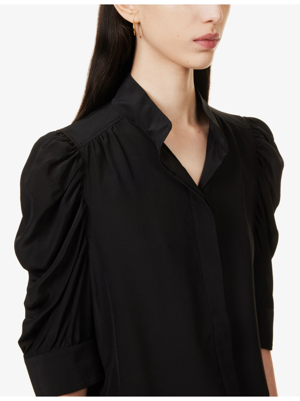 Gillian puffed-shoulder silk-crepe top - 5