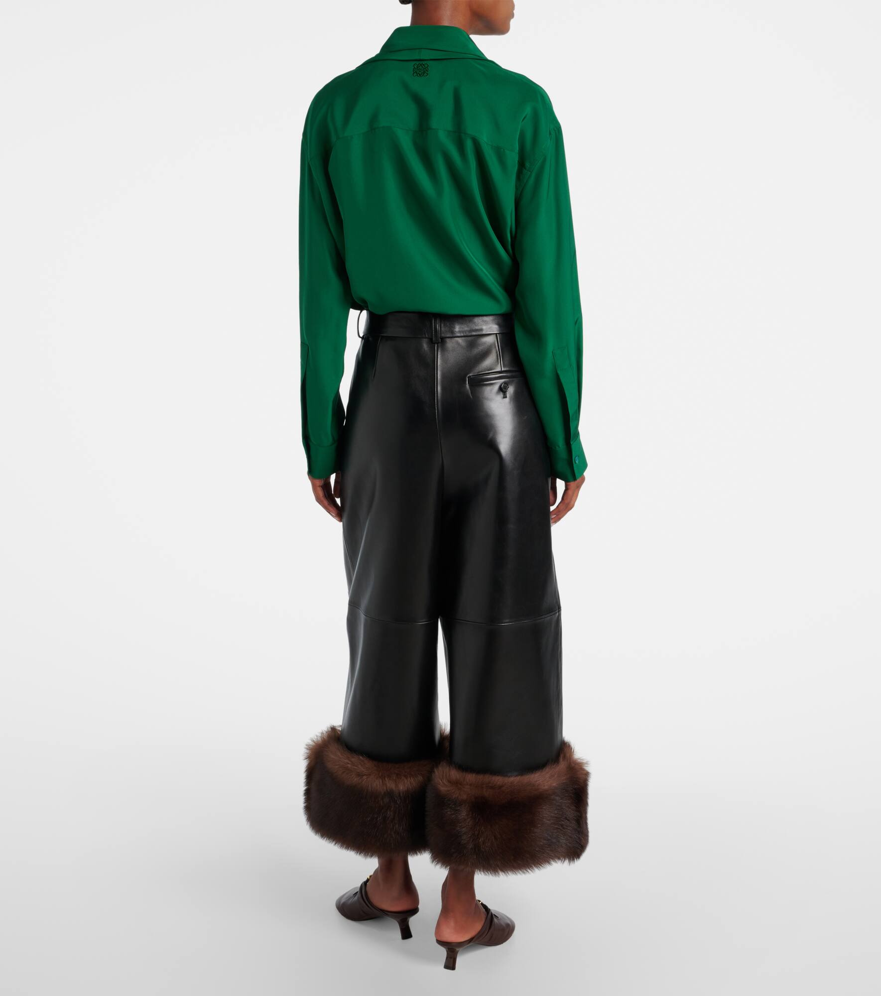 Leather wide-leg pants - 3