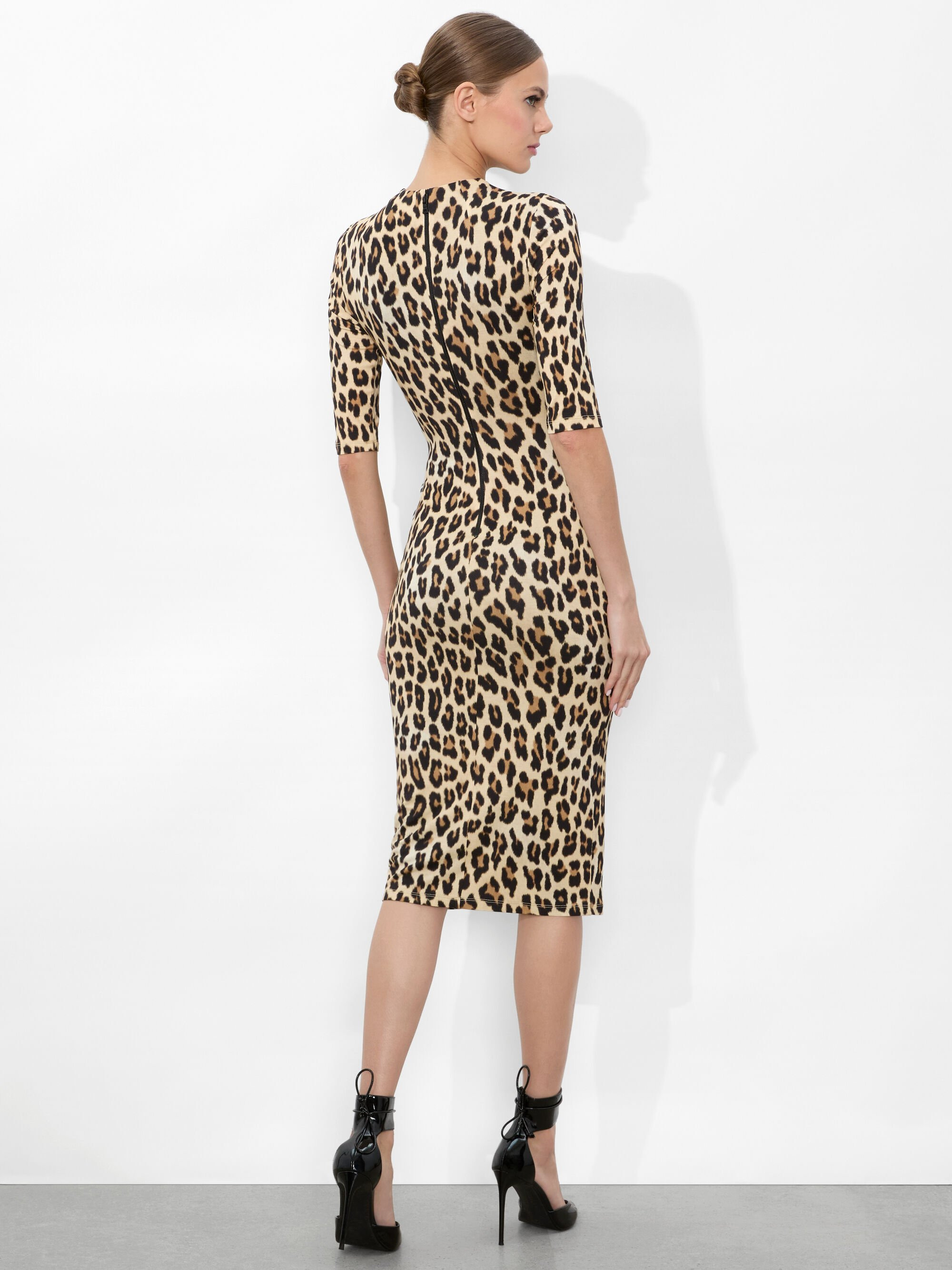 DELORA FITTED MOCK NECK MIDI DRESS - 4