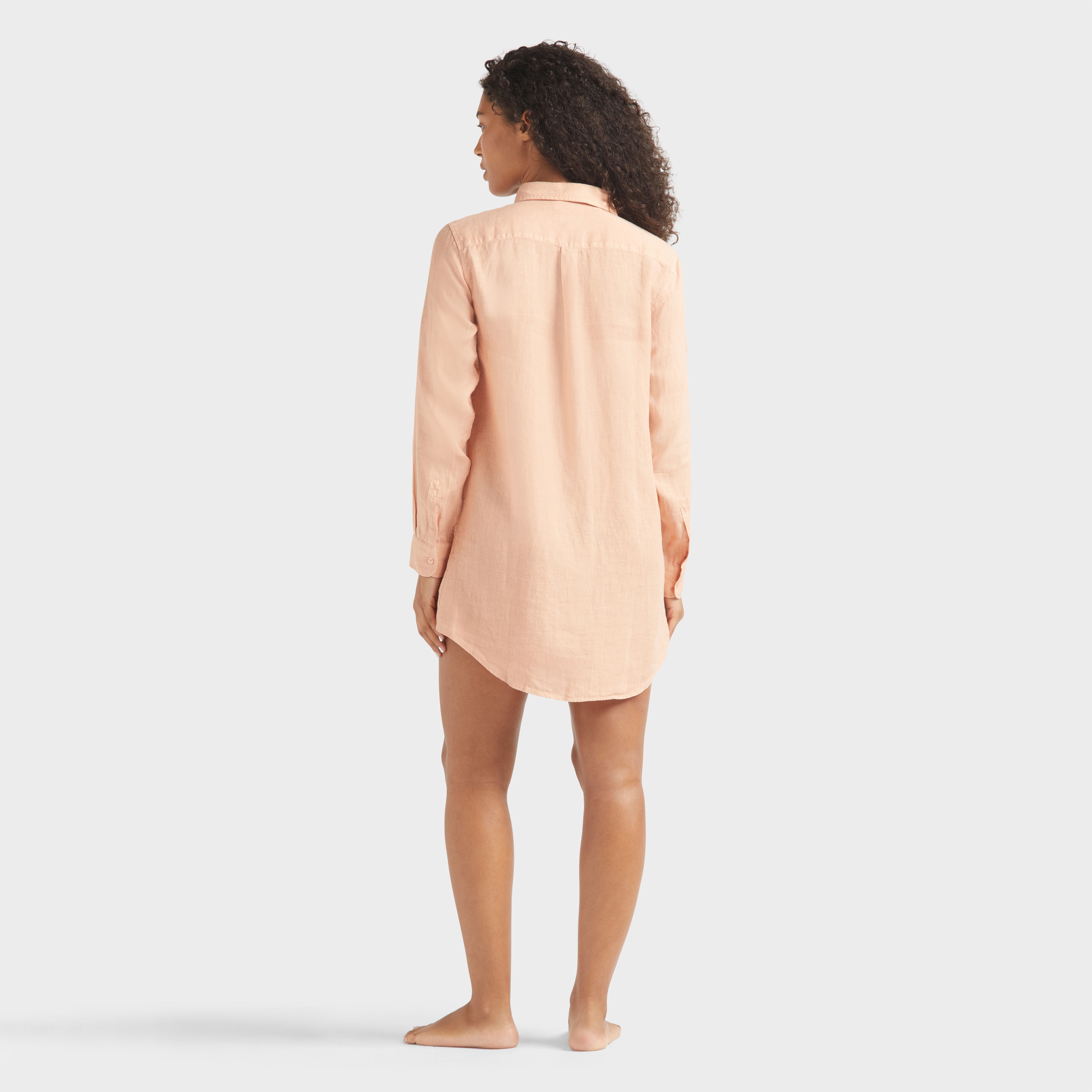 Women Linen Shirt Dress Solid - 4