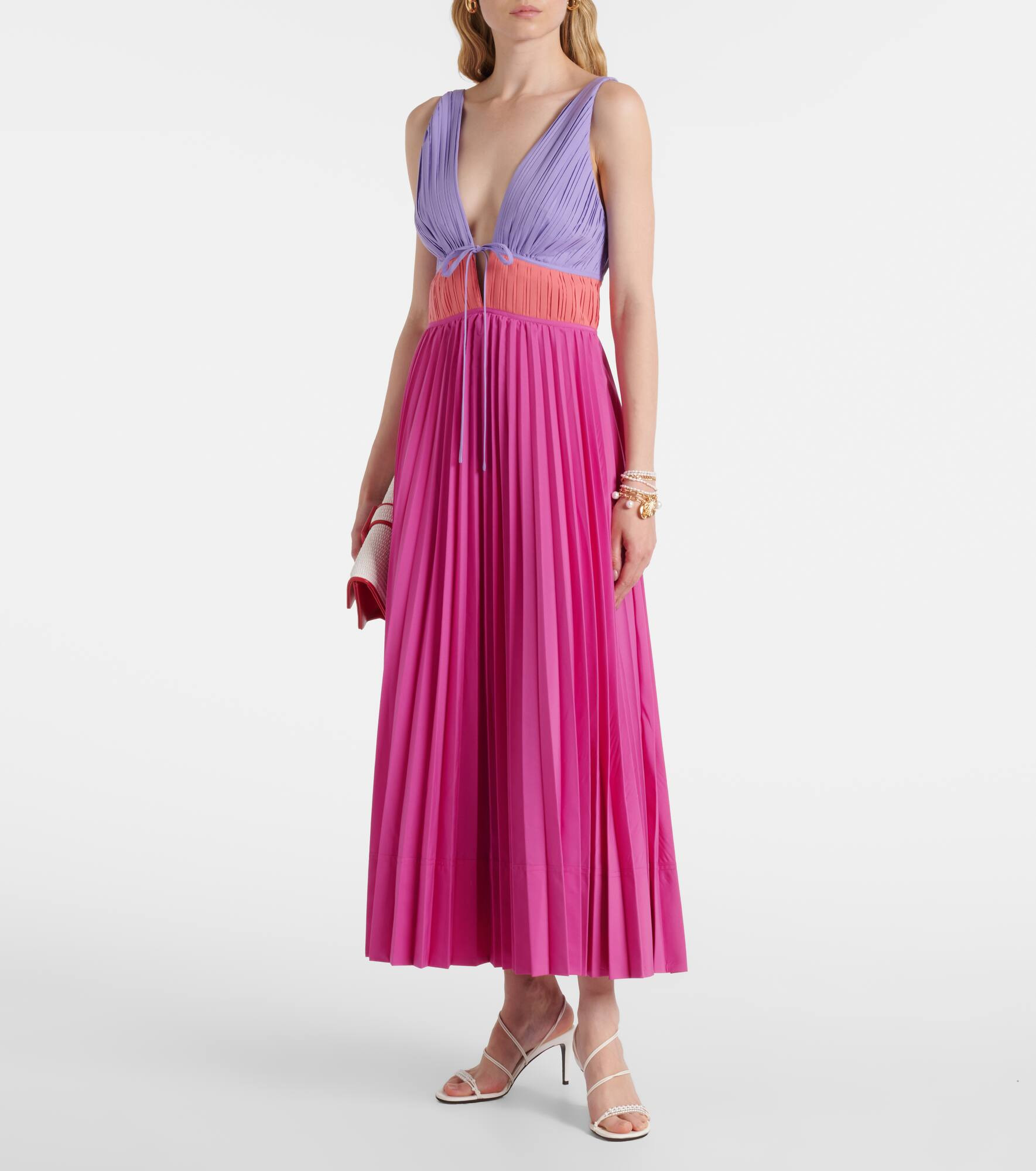 Stephanie pleated poplin midi dress - 2