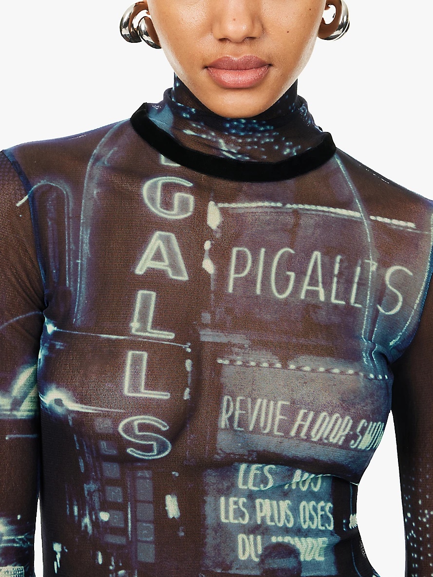 Pigalle graphic-print mesh top - 5