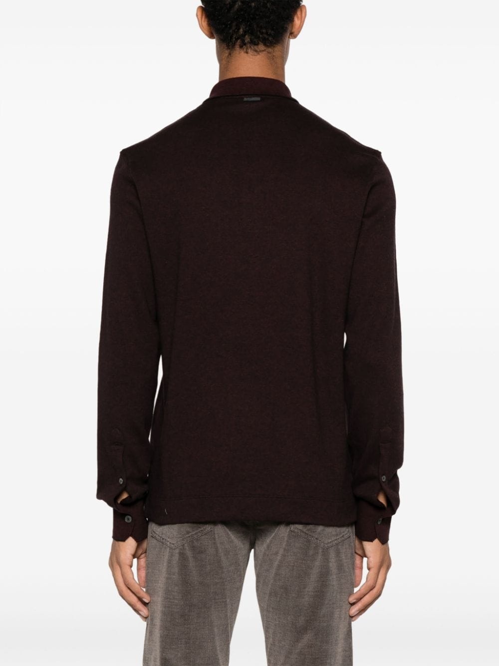 long-sleeve cotton polo shirt - 4