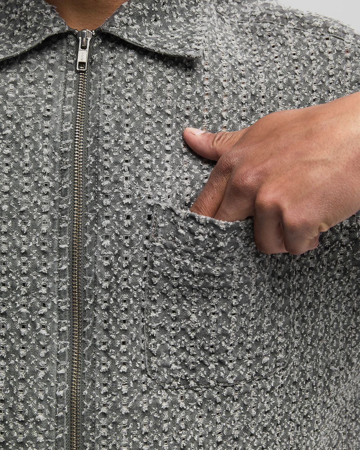 Damaged Denim Zip S/S Shirt - 3