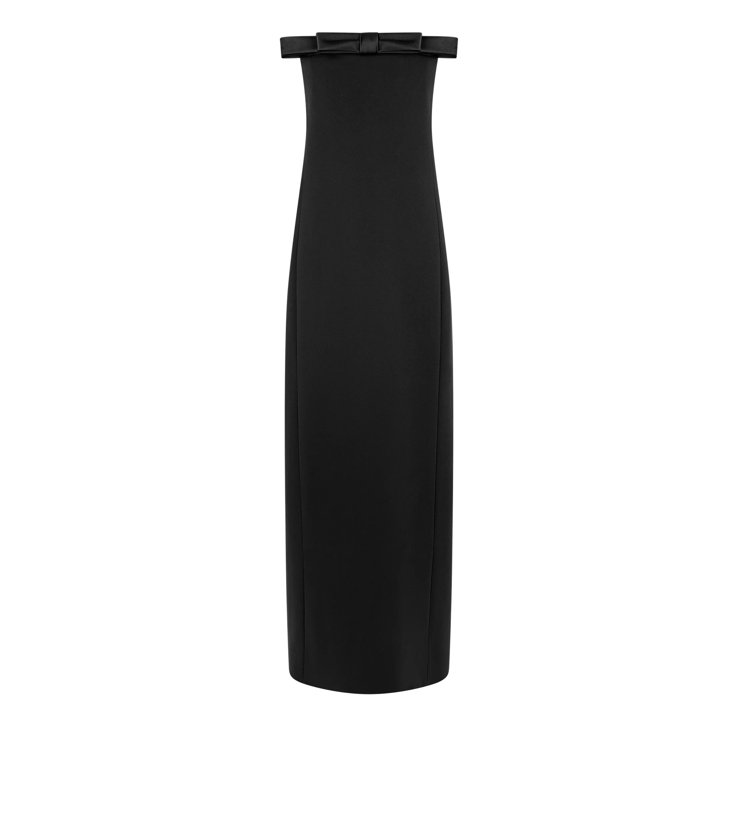 HEAVY CREPE ENVERS SATIN STRAPLESS COCKTAIL DRESS WITH BOW DETAIL - 1