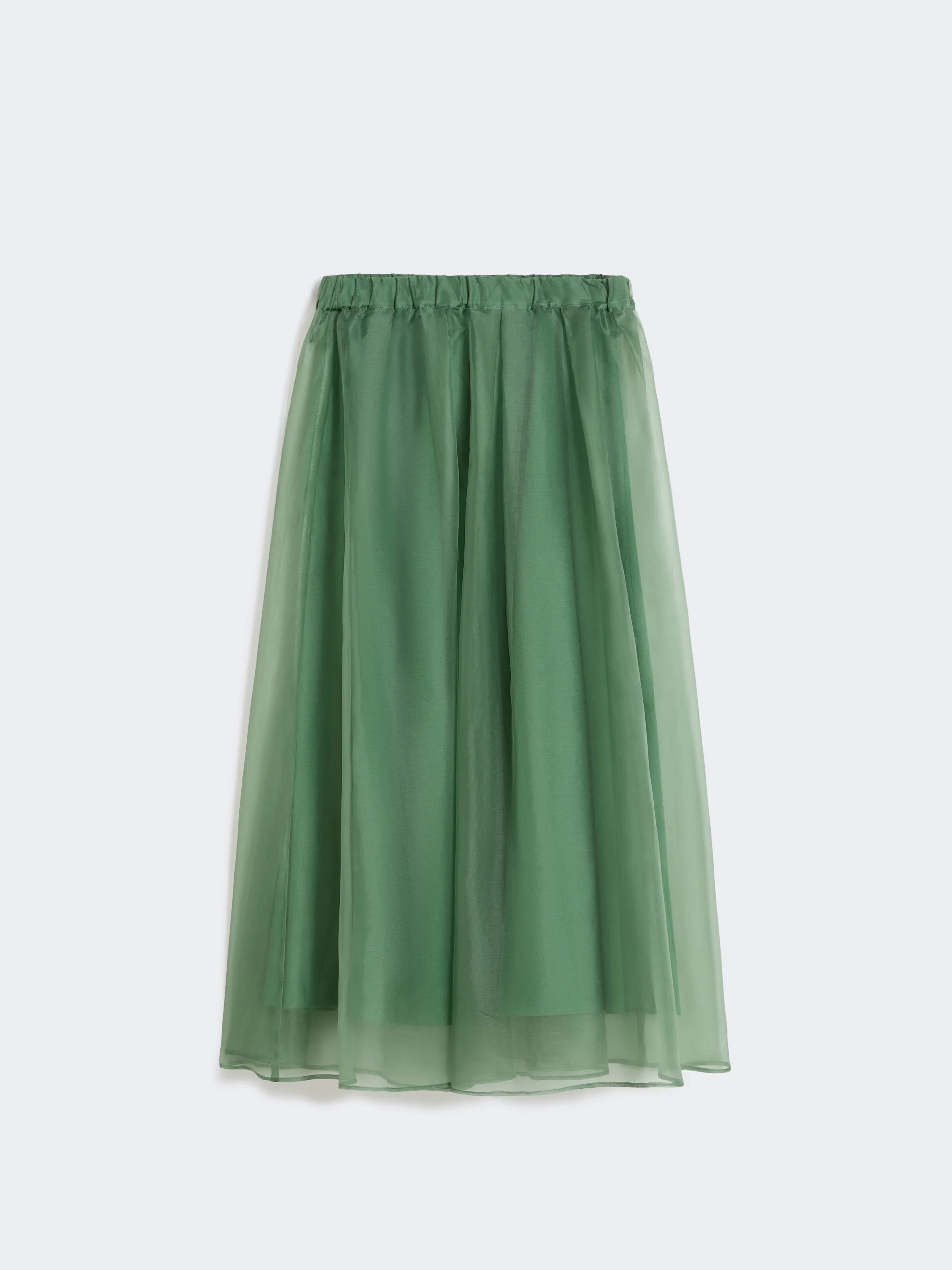Pleated silk organza skirt - GREEN - 1