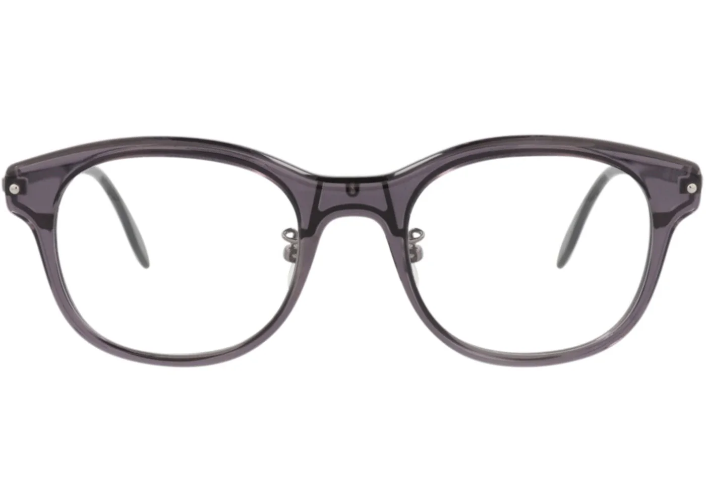 Alexander McQueen Round-Frame Acetate Optical Frames Grey Ruthenium Transparent (AM0266O-30008681-00 - 1