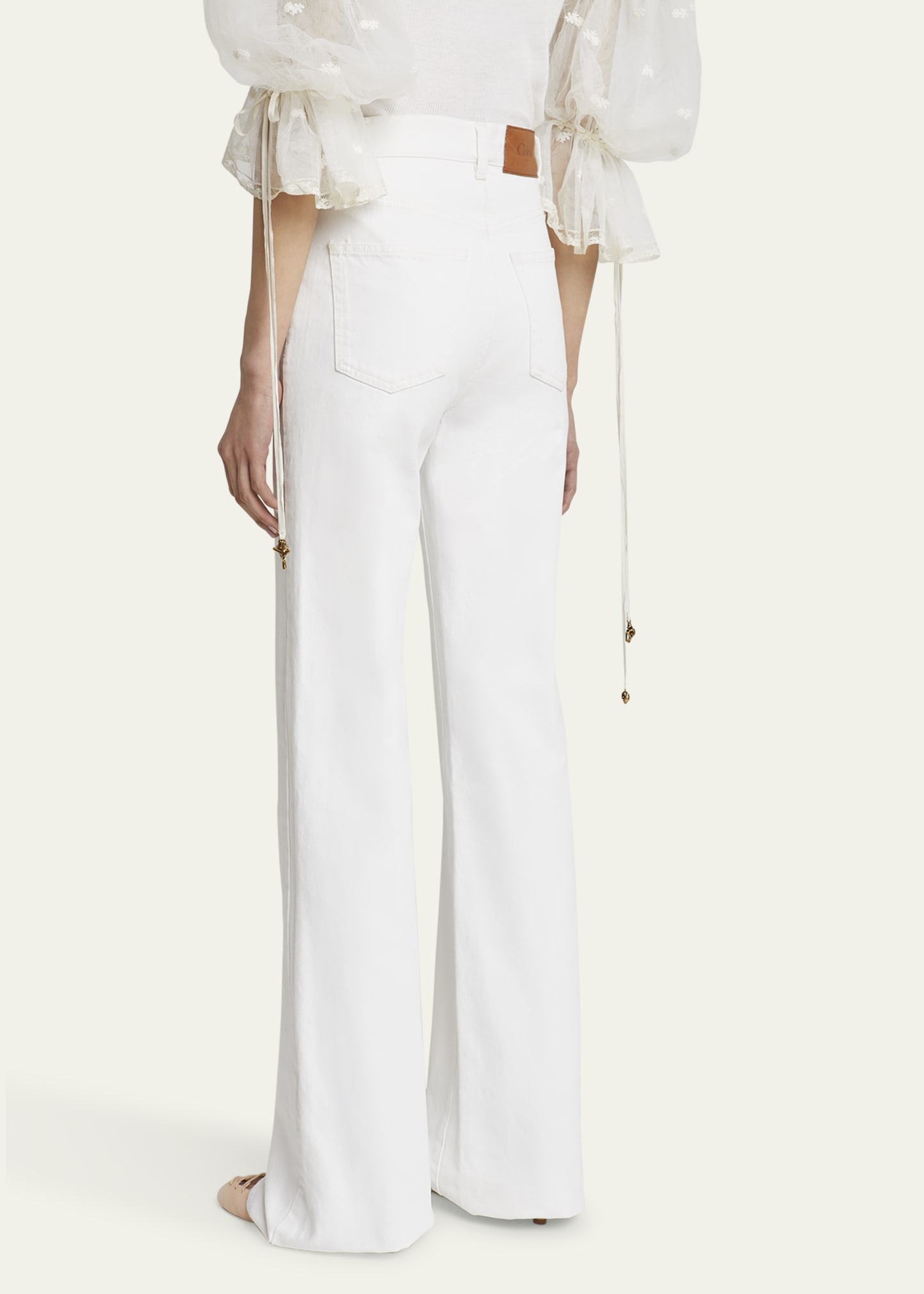 High Rise Flared Jeans, White - 3