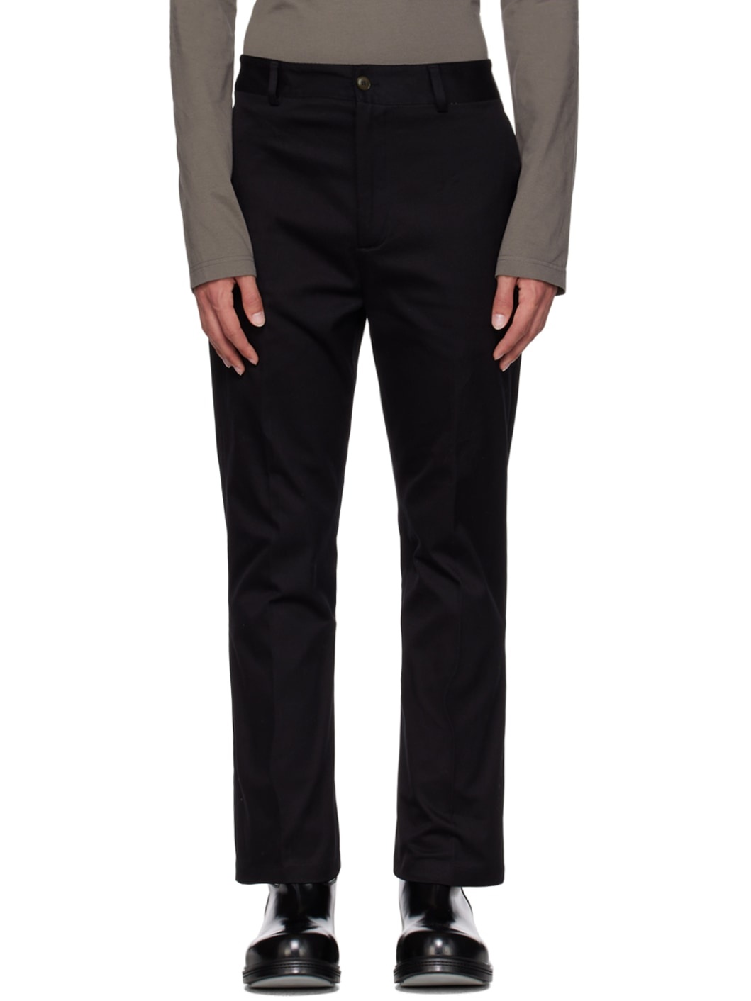 Black Regular Fit Trousers - 1