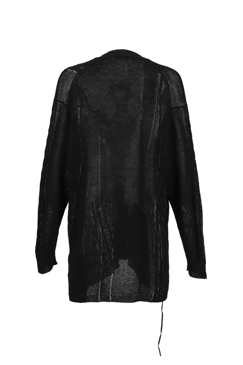 Yohji Yamamoto LEATHER CORD CARDIGAN / BLK outlook