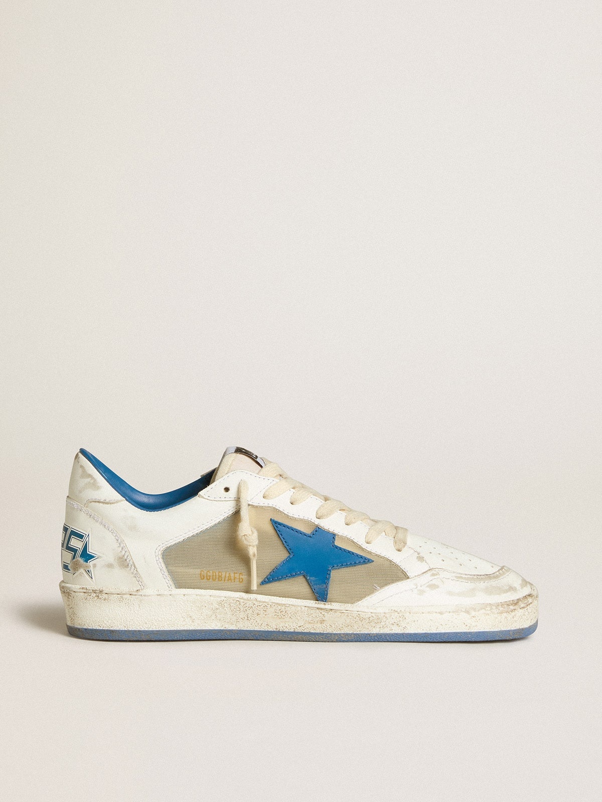 Women’s Ball Star LAB in white leather with light blue leather star and white heel tab - 1