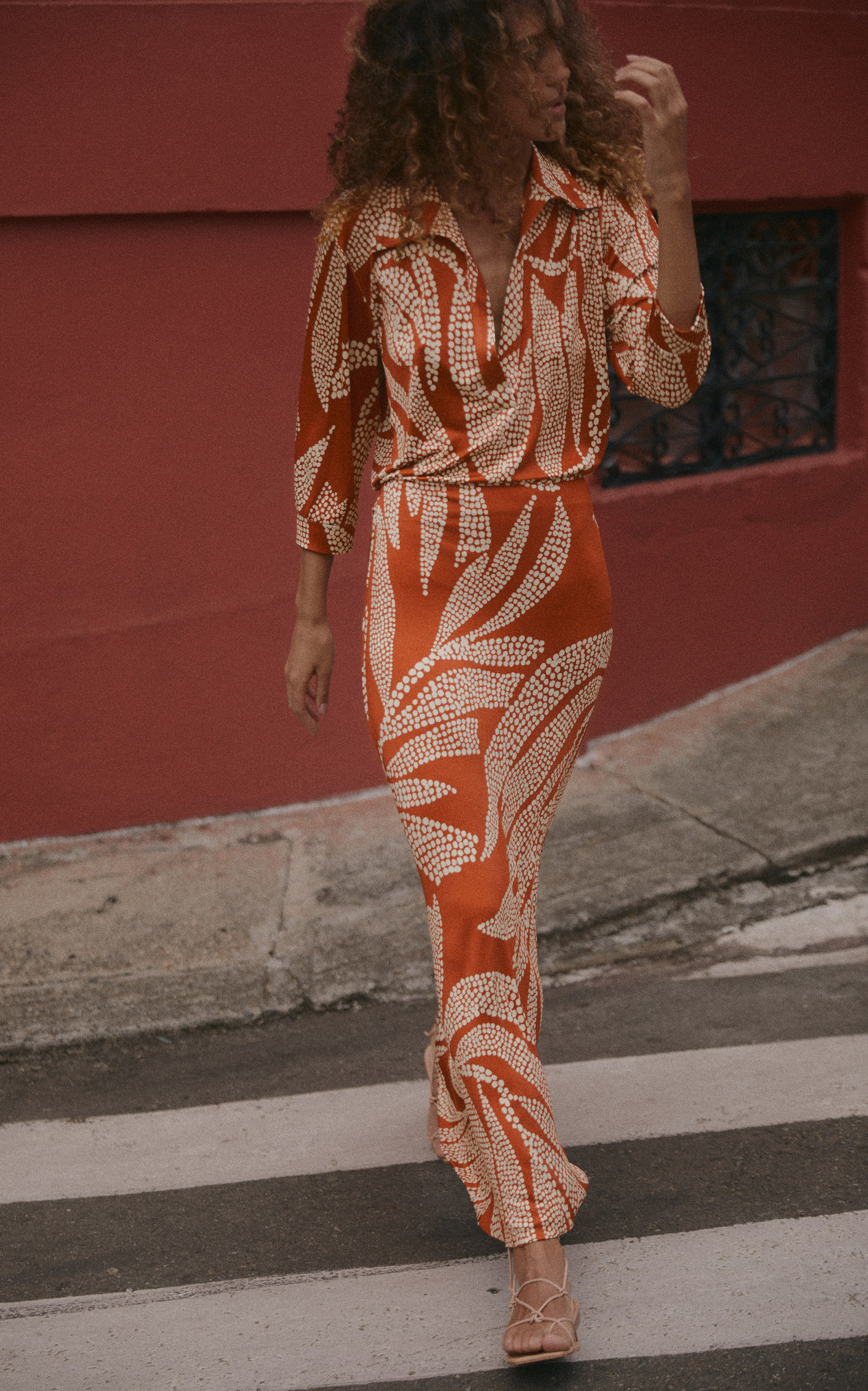 French Press Printed Shirt orange - 2