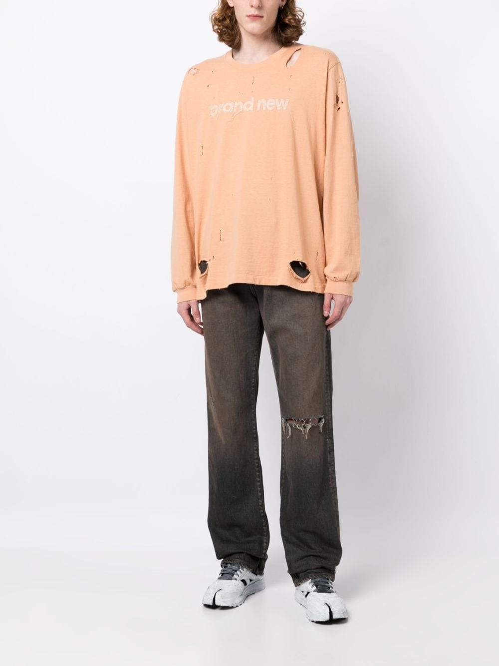 logo-print ripped-detail sweatshirt - 2