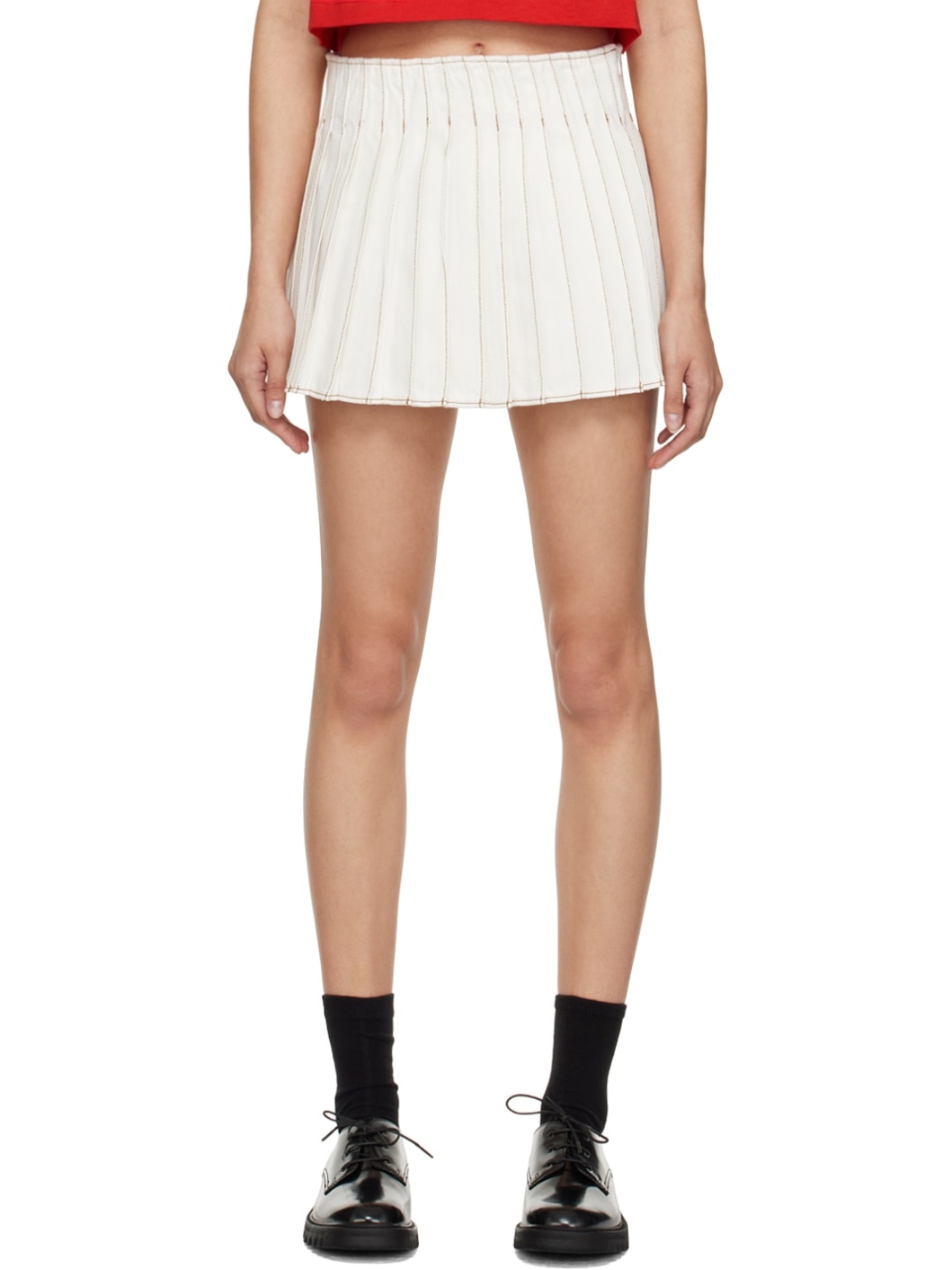 White Pleated Miniskirt - 1