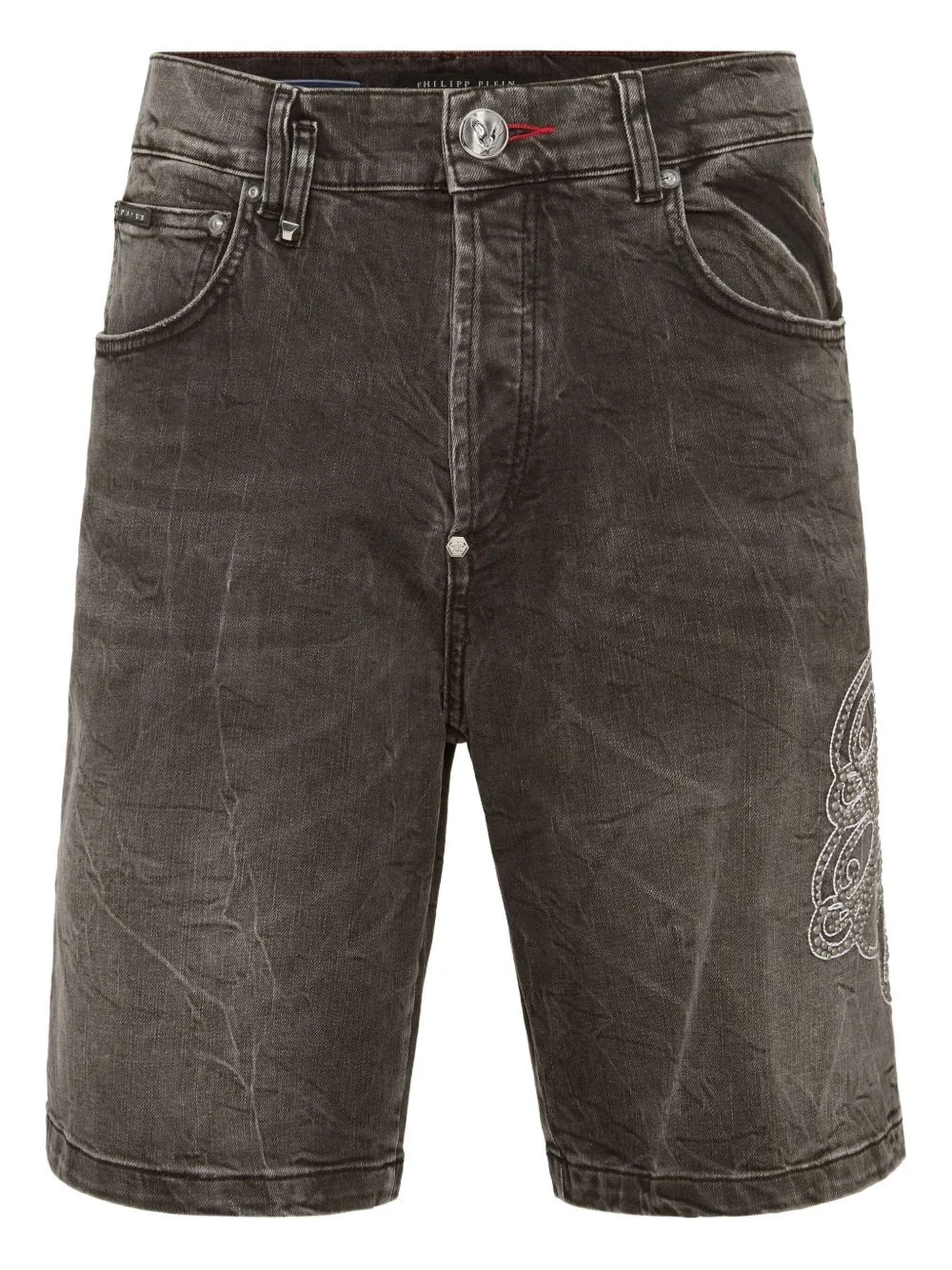 knee-length denim shorts - 1