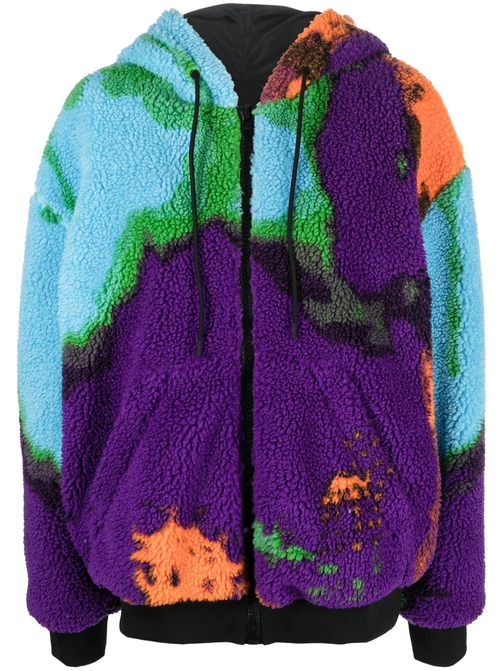 abstract-print fleece jacket - 1