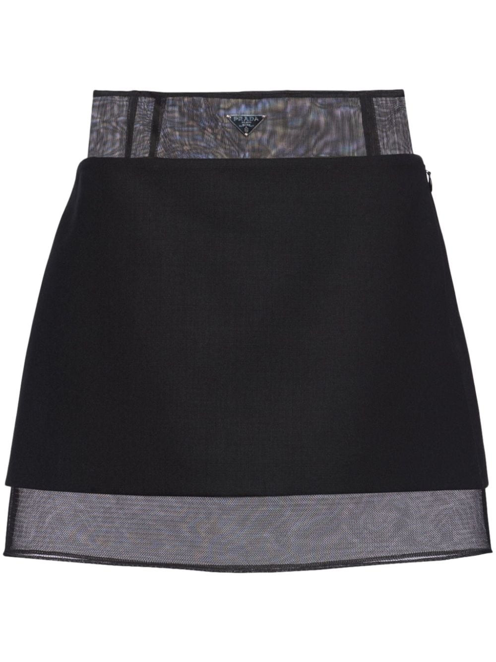 crinoline-panel wool miniskirt - 1