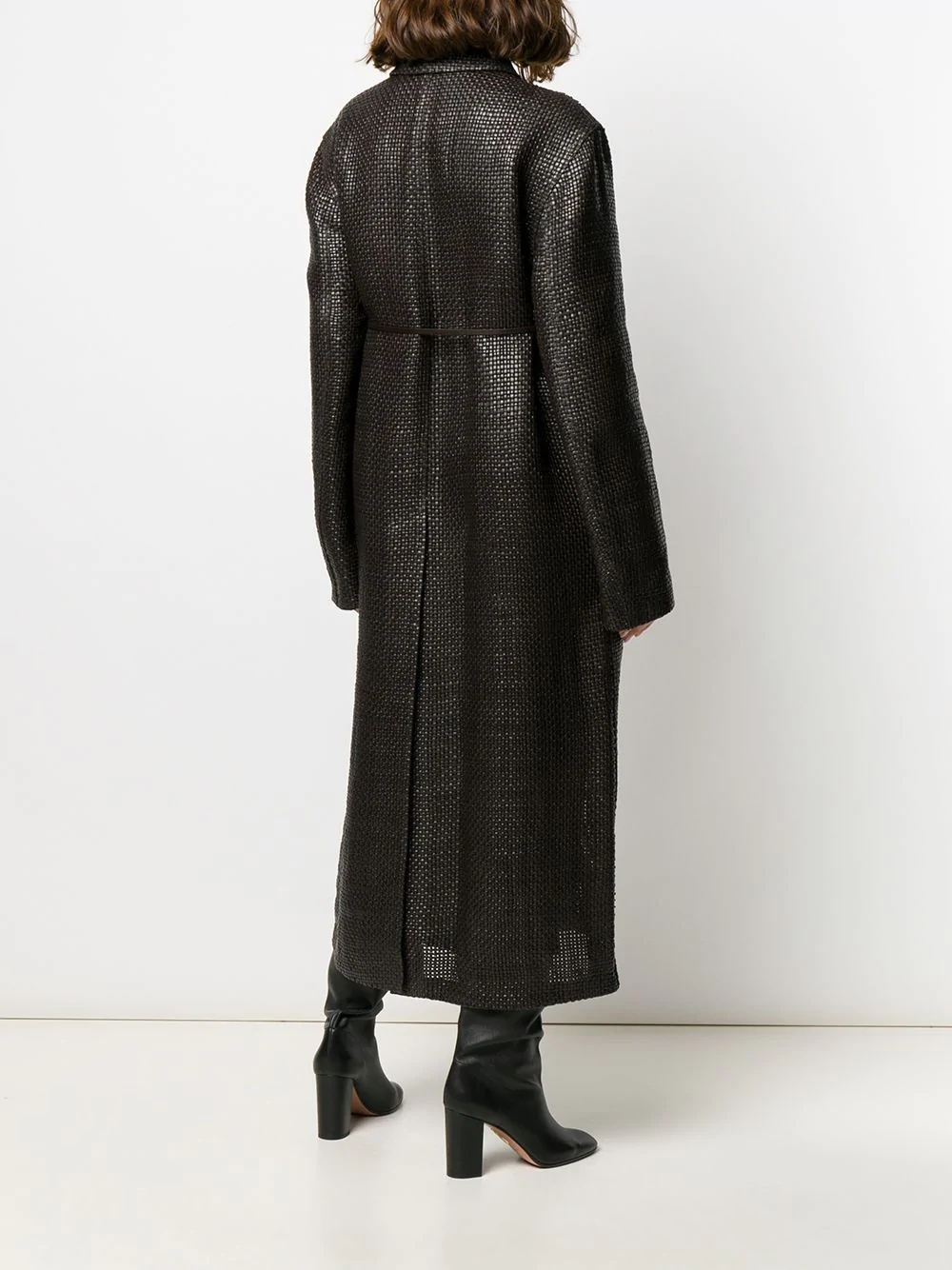 intrecciato woven tailored coat - 4