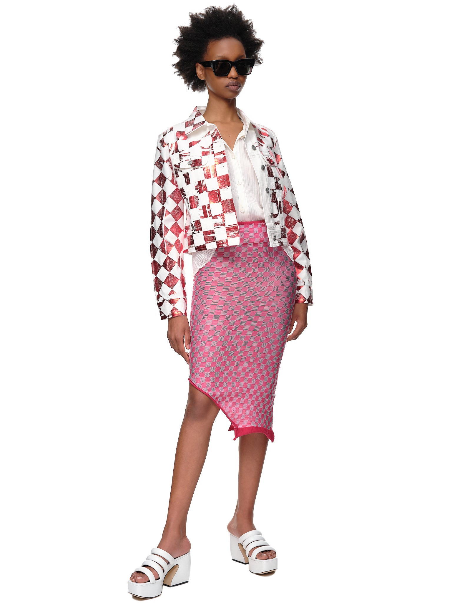 Check Print Denim Jacket - 6