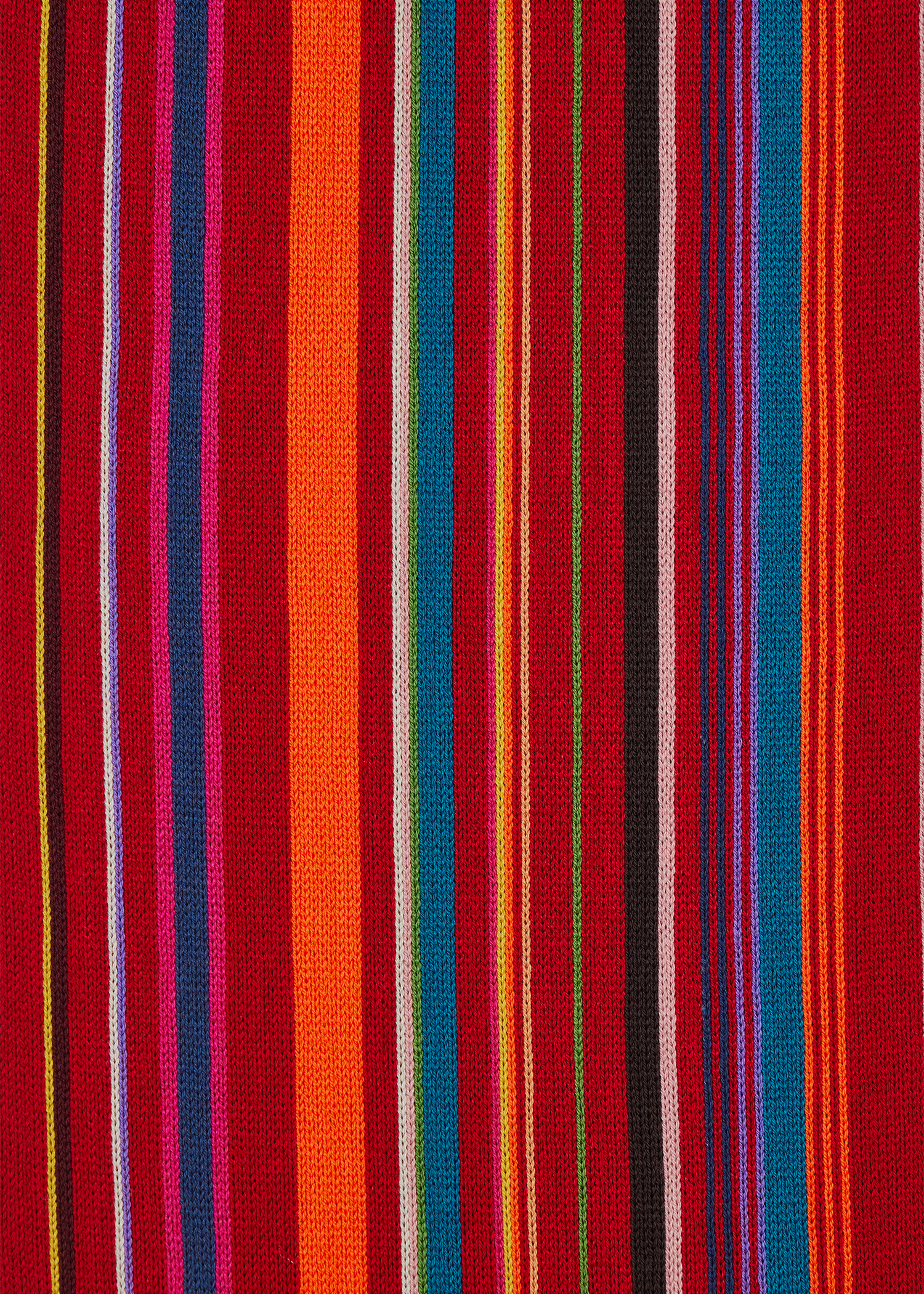 Red Merino Wool Stripe Scarf - 3
