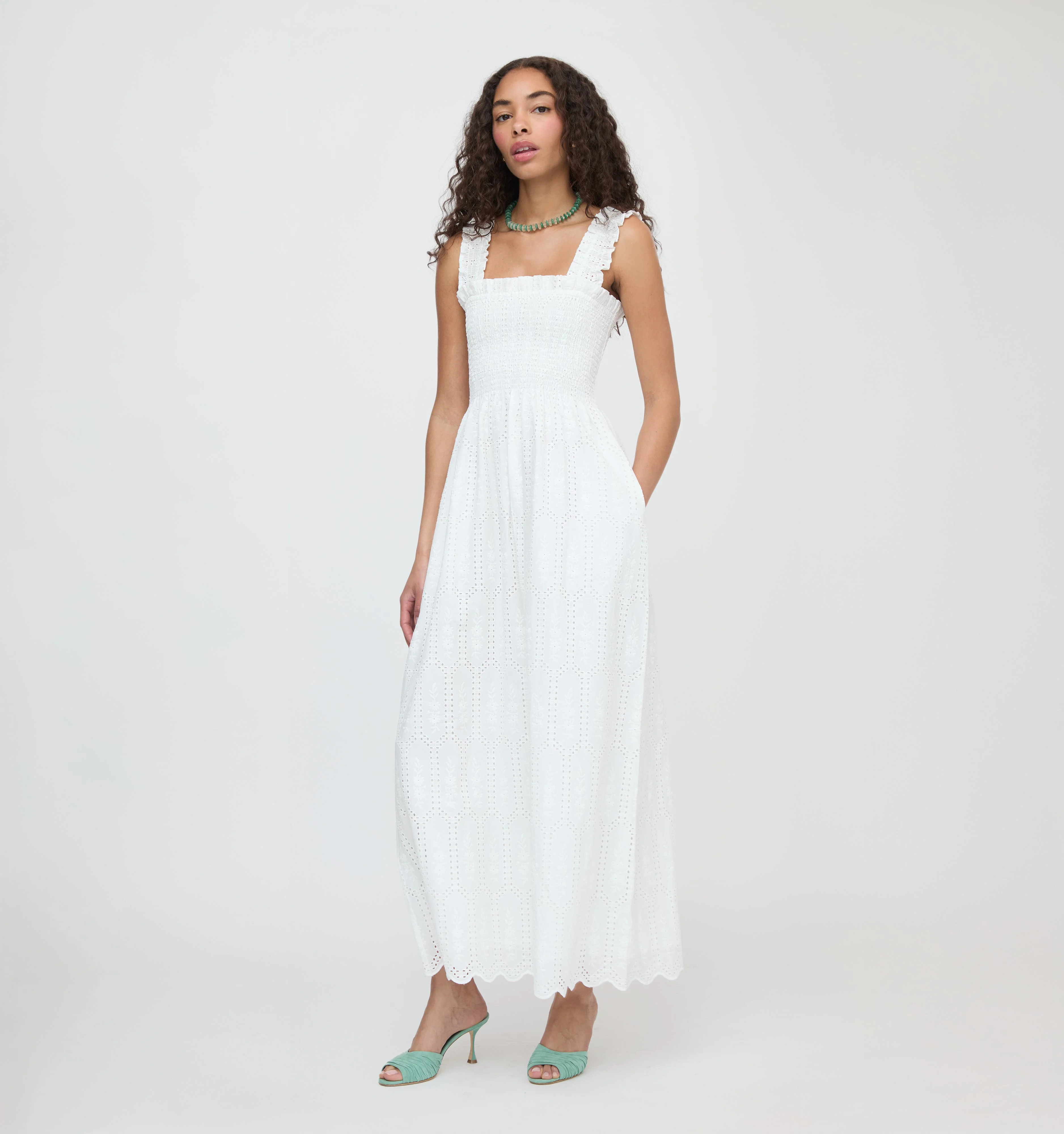 The Ashlyn Nap Dress - White Trellis Broderie - 1