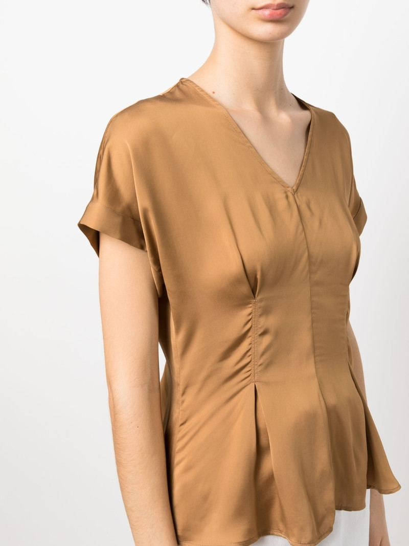 satin-finish flared blouse 5