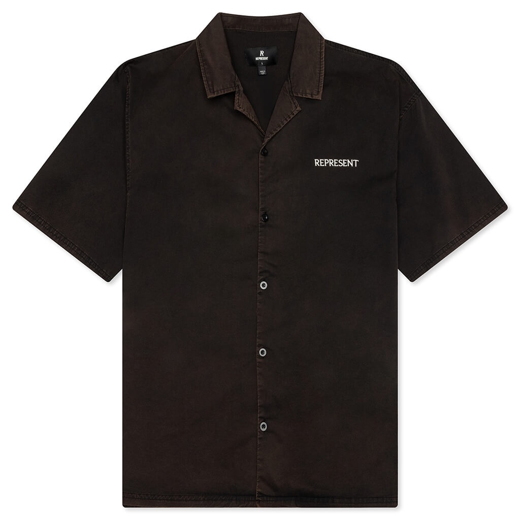 SCRIPT CAMP COLLAR SHIRT - JET BLACK - 1