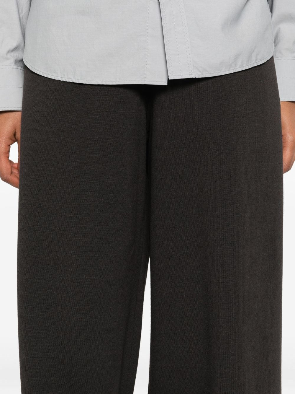 Wool and cotton wide-leg trousers - 3