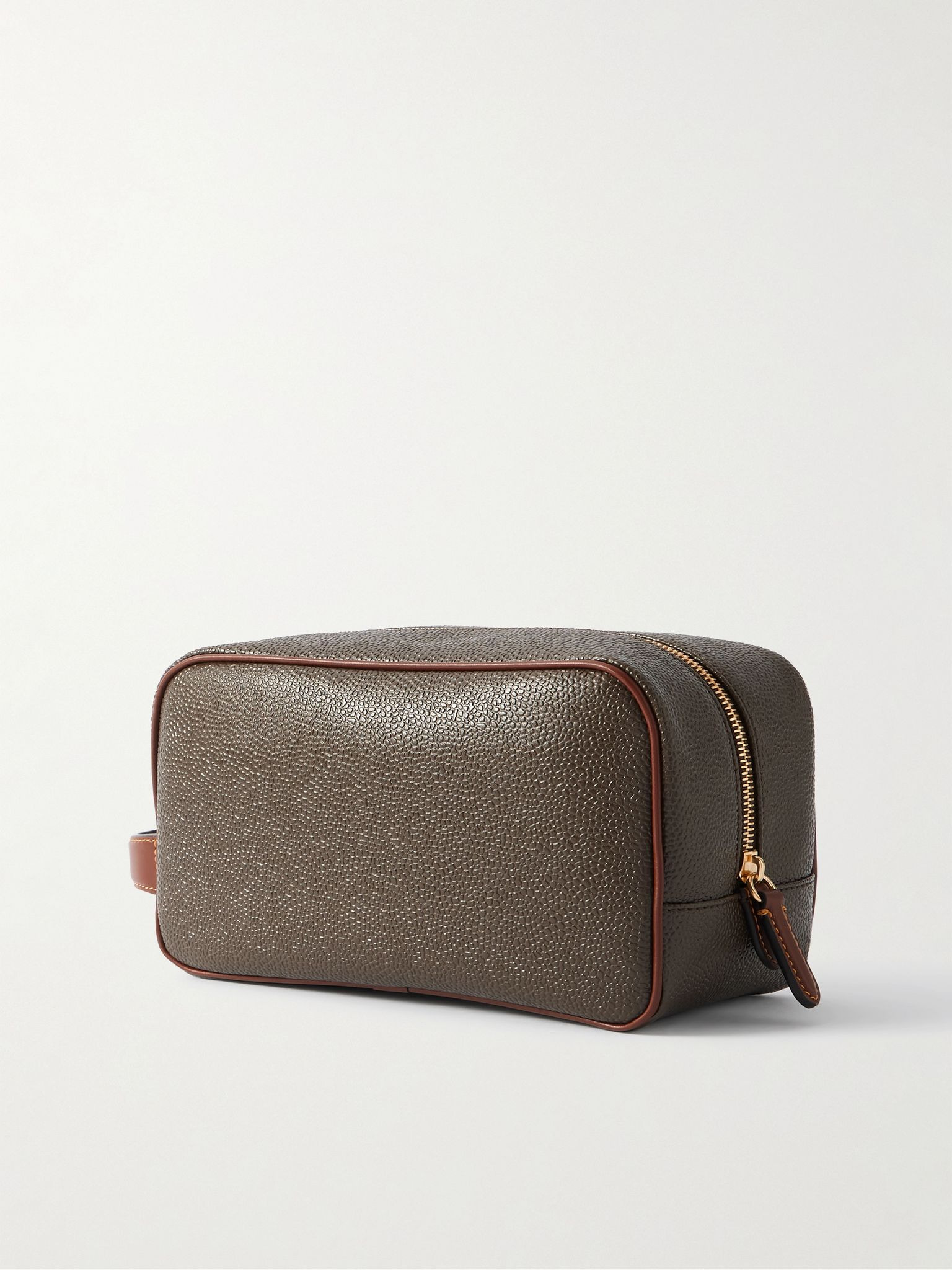 Leather-Trimmed Pebble-Grain Eco Scotchgrain Wash Bag Brown - 2