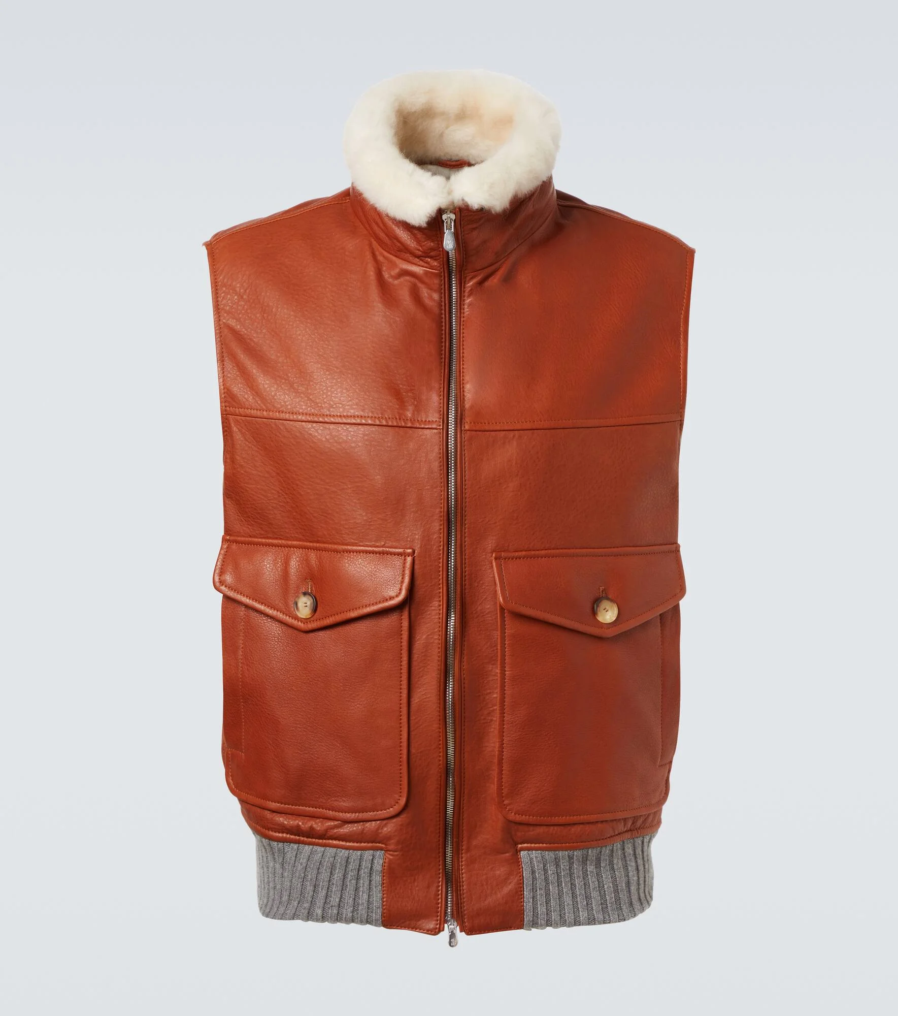 Padded leather vest - 1