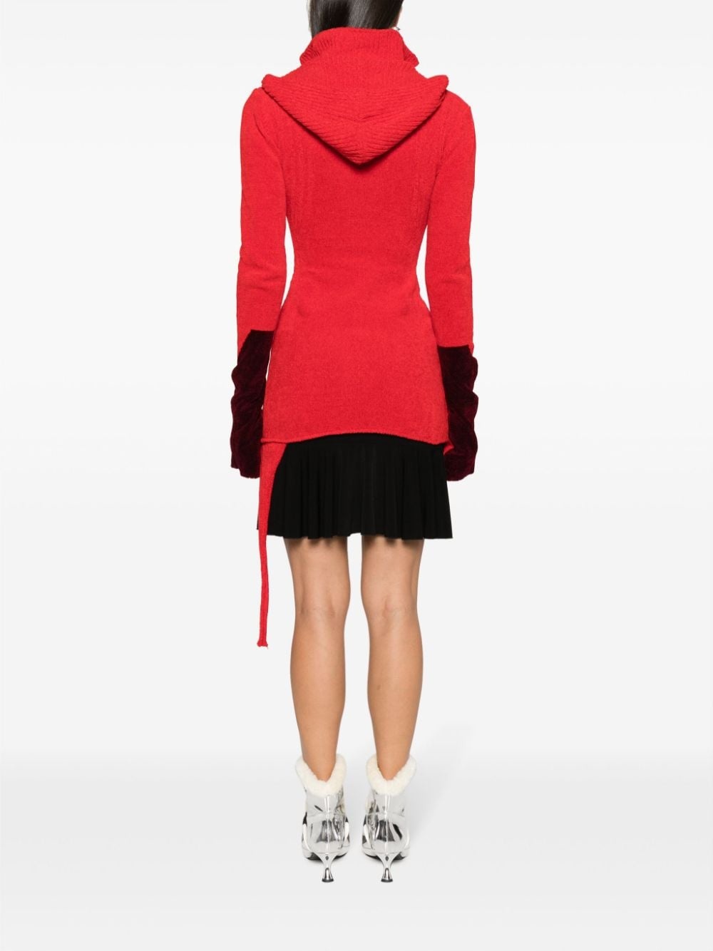 two-tone zip-up cardigan - 4