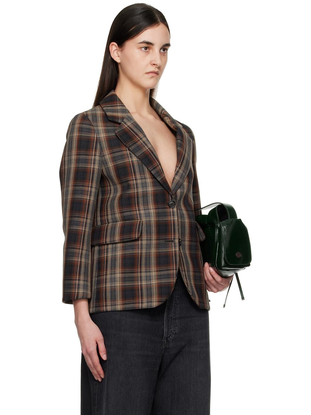 Brown Check Bonded Blazer - 2