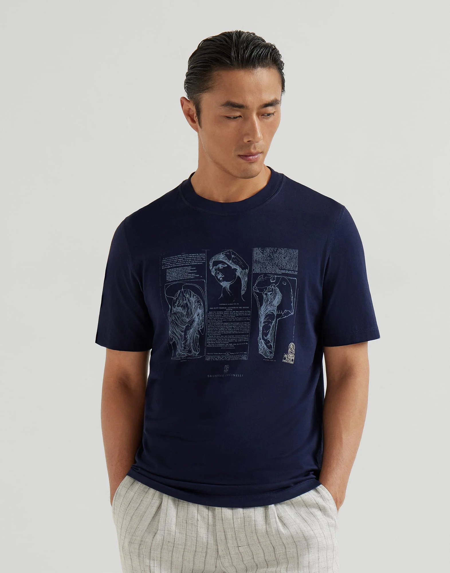 Cotton jersey crew neck T-shirt with print - 1