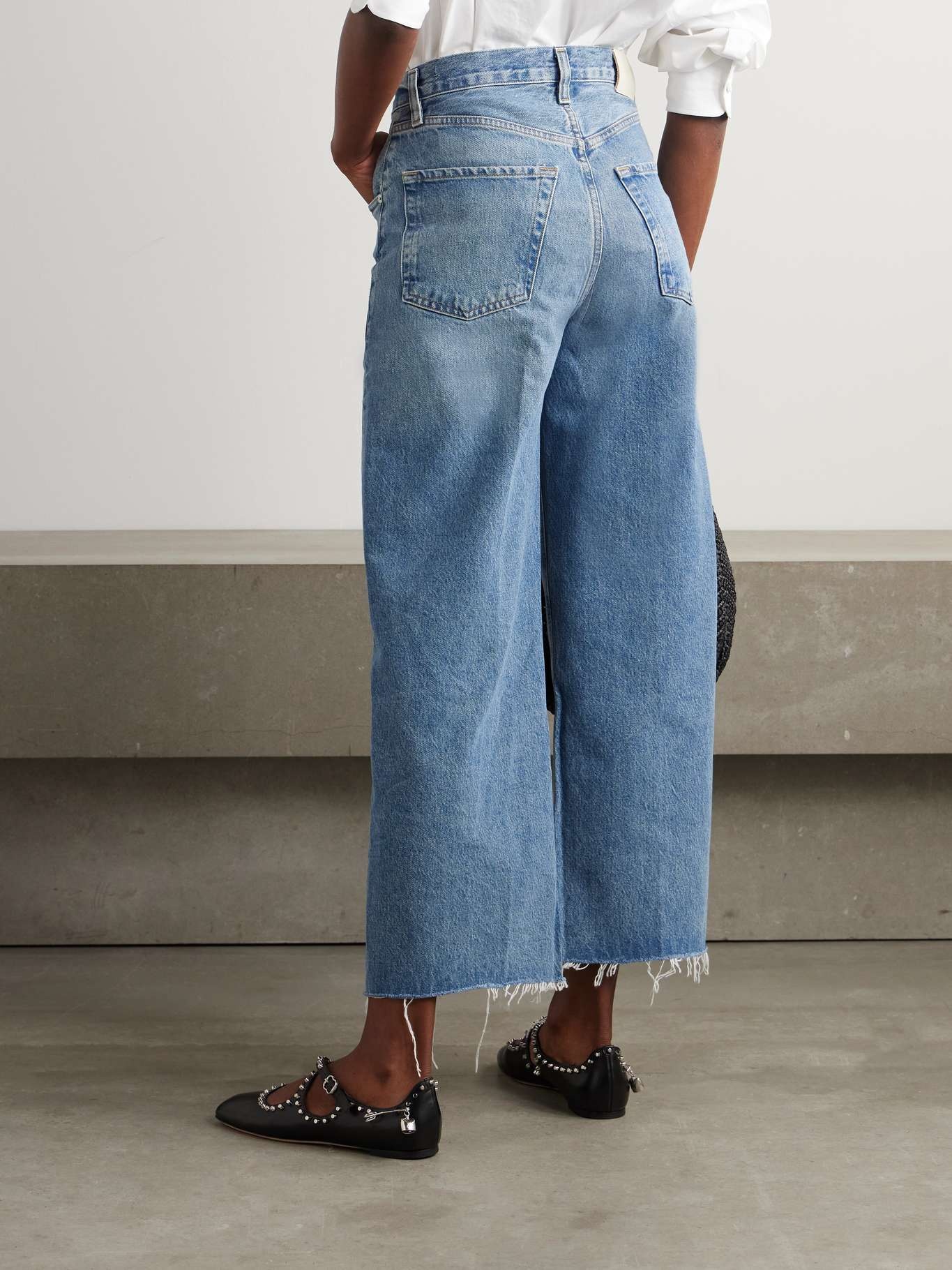 Ayla cropped frayed high-rise wide-leg jeans Mid denim - 3