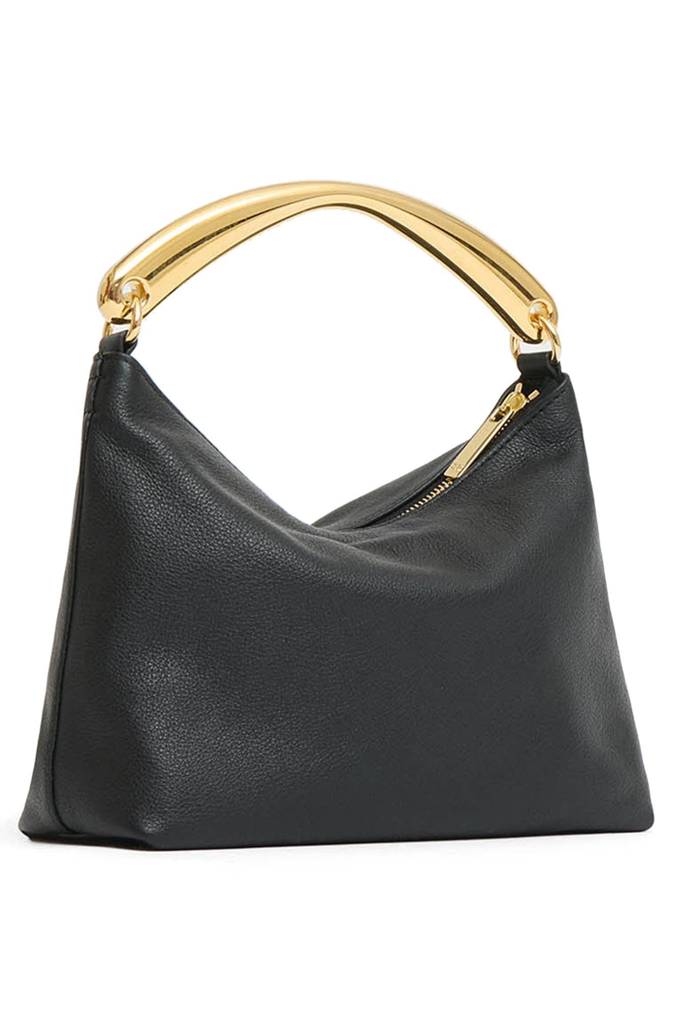 Mansur Gavriel Hera Metal Handle Leather Bag in Black/Flamma at Nordstrom - 2