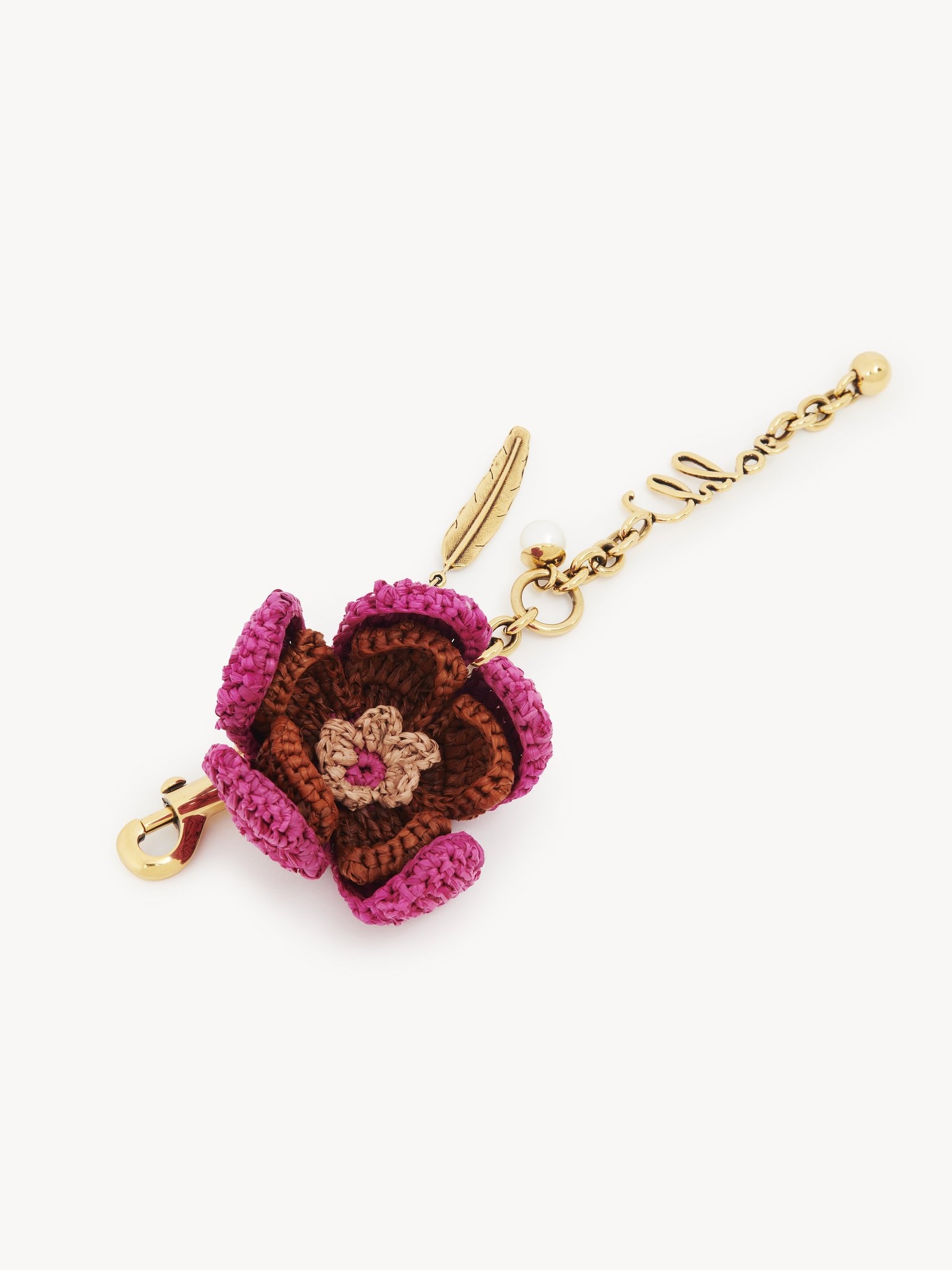 FLOWER BAG CHARM IN RAFFIA & METAL - 2