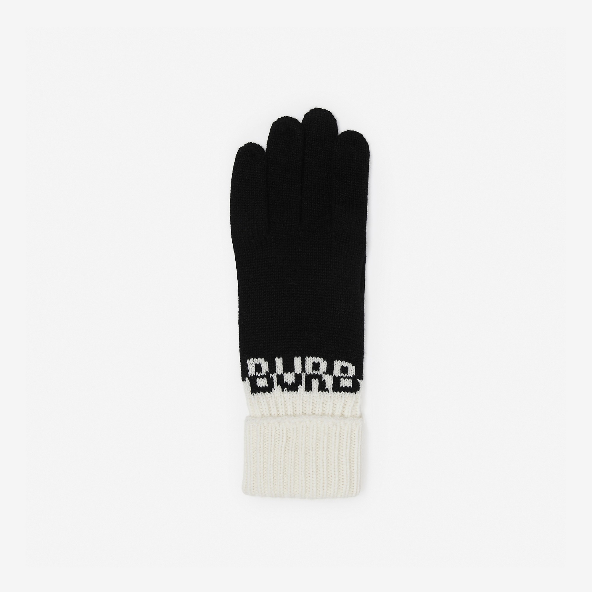 Logo Intarsia Two-tone Cashmere Gloves - 2