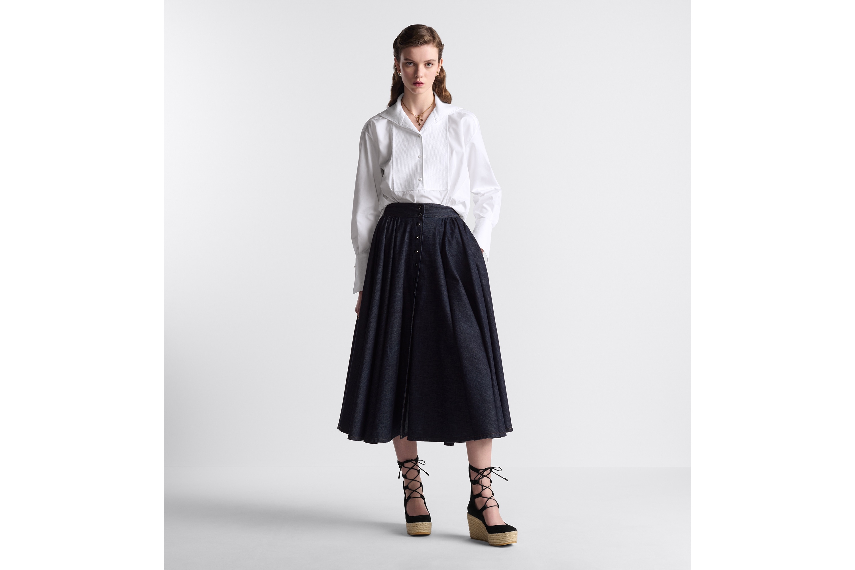 Buttoned Mid-Length Skirt - 2