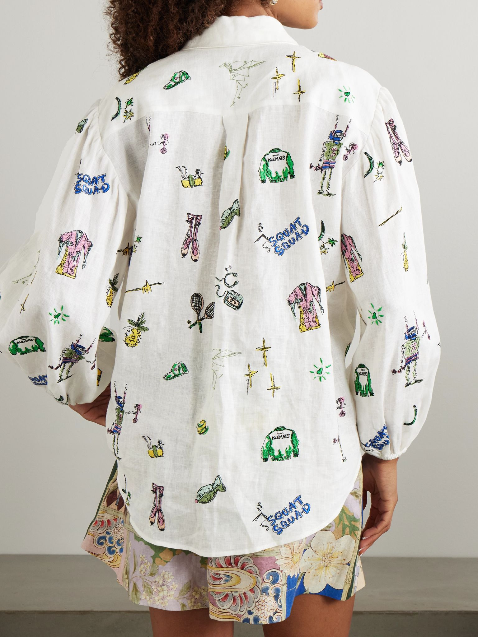 + Anouk Colantoni Play embroidered linen shirt Cream - 4