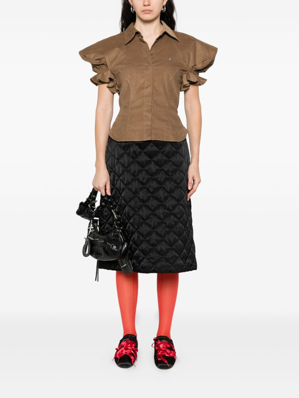 ruffled-sleeve cotton top - 2