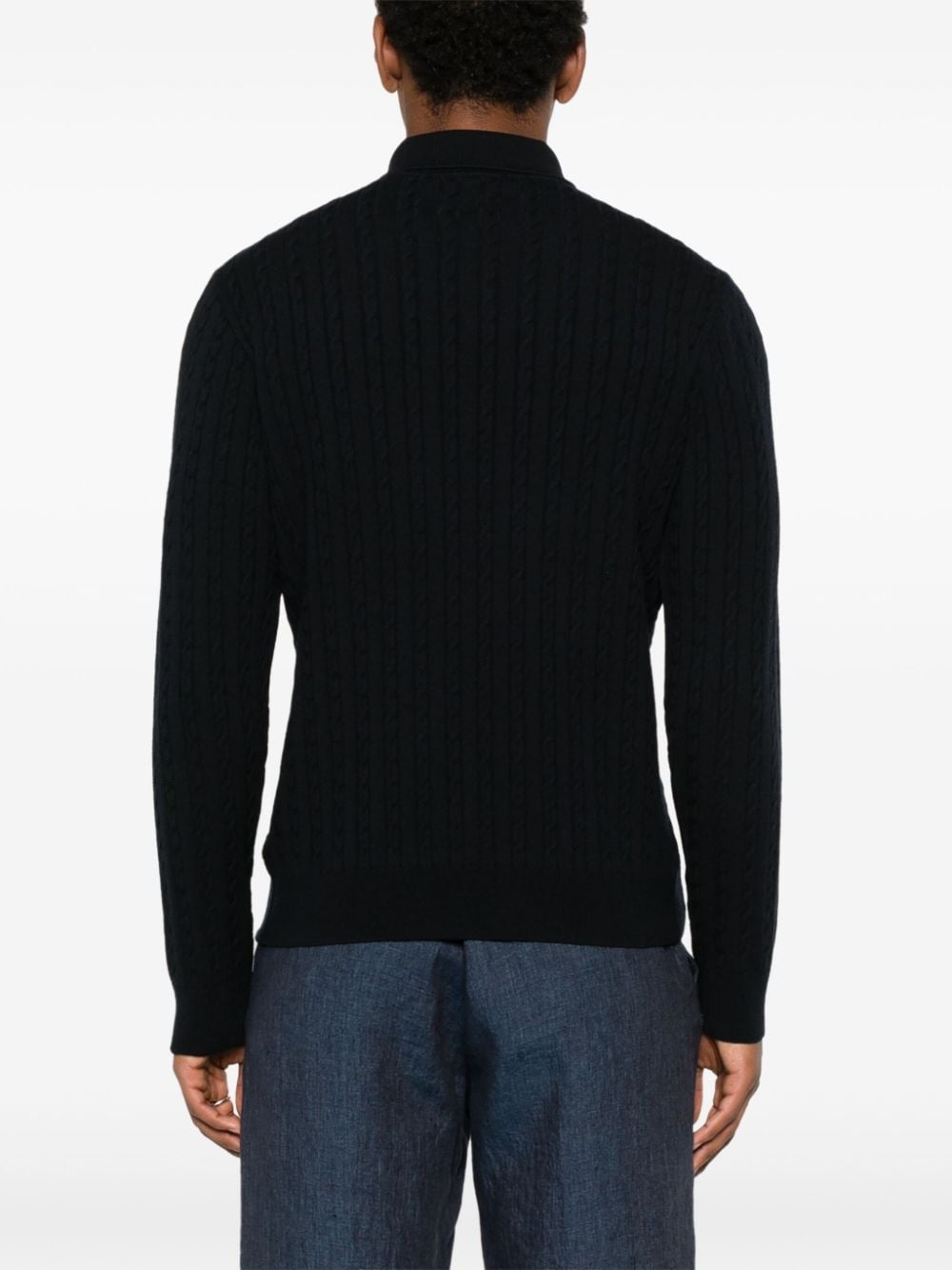 cable-knit polo shirt - 4
