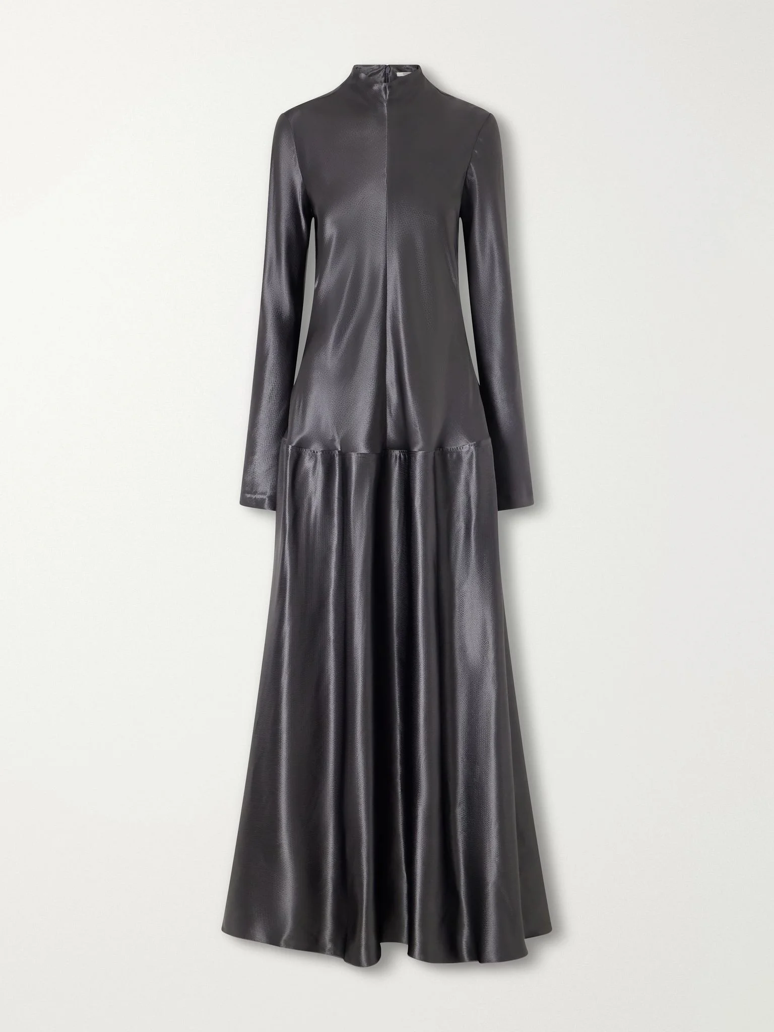 Mila textured-satin turtleneck maxi dress Gray - 1