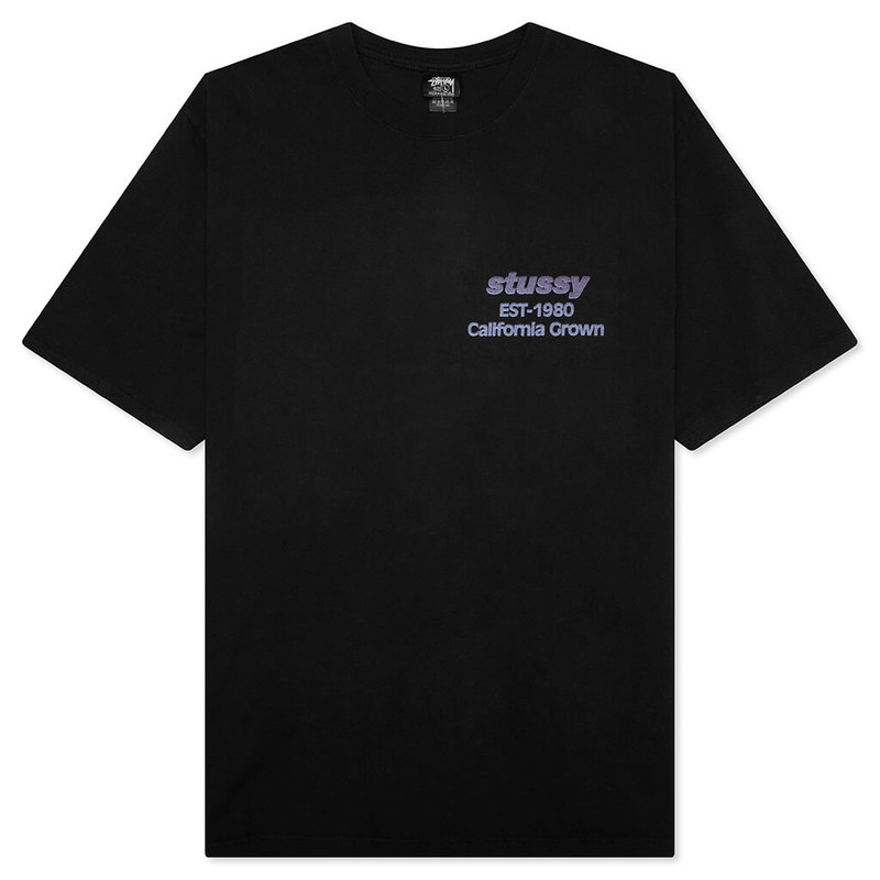 Stüssy CALIFORNIA GROWN PIGMENT DYED TEE - BLACK - 1905135-BLAC