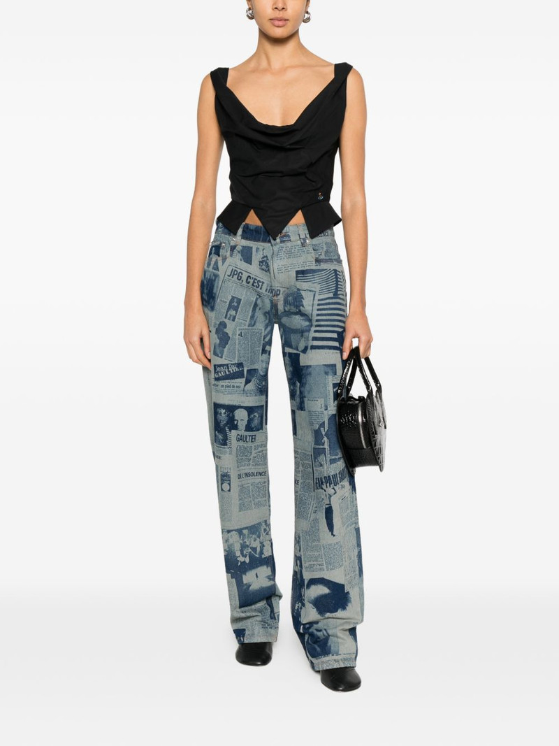 Jean Paul Gaultier newspaper-print straight jeans outlook