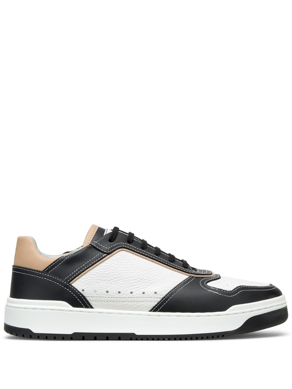colour-block panelled leather sneakers - 1