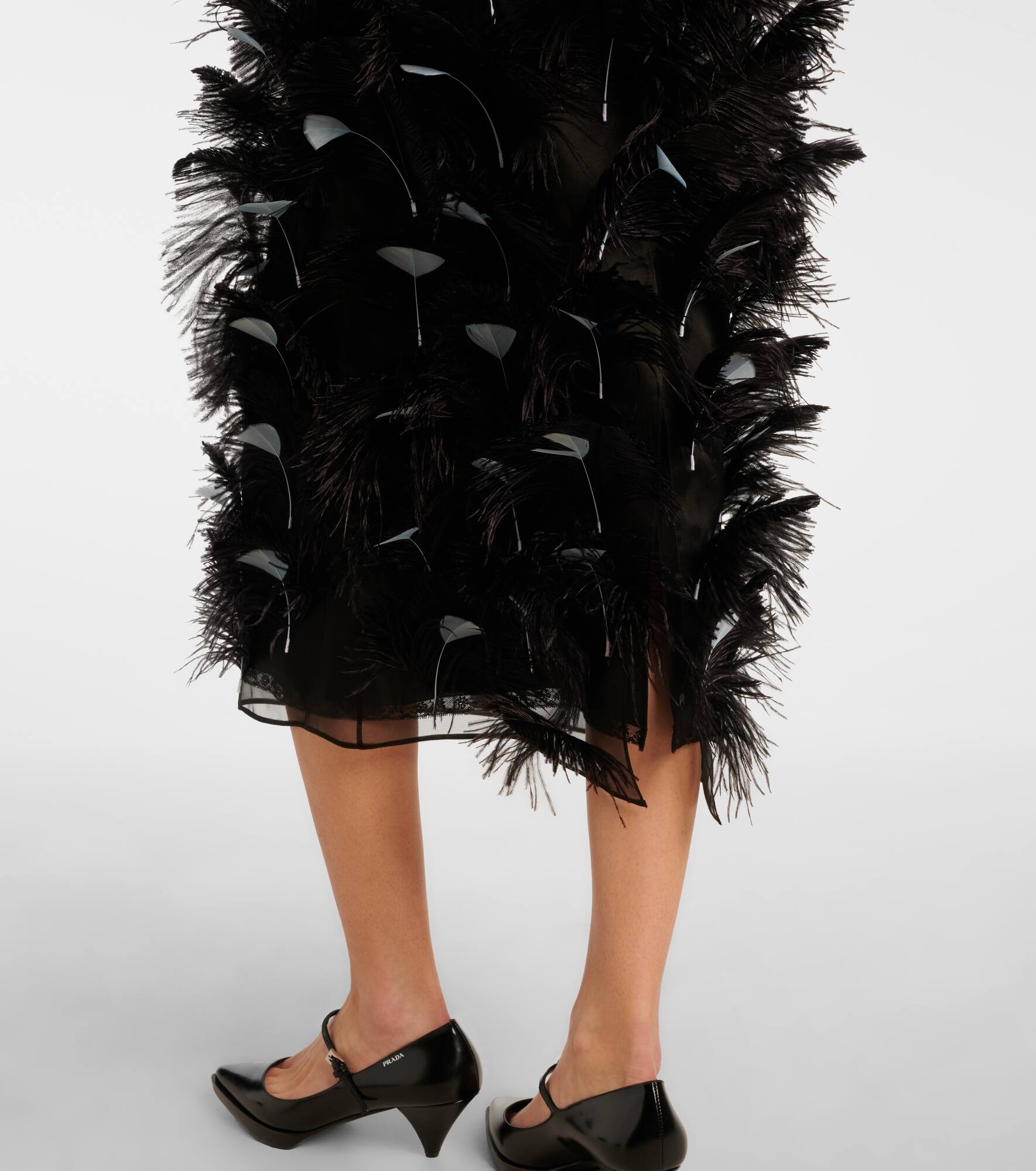 Feather-trimmed silk organza cocktail dress - 5