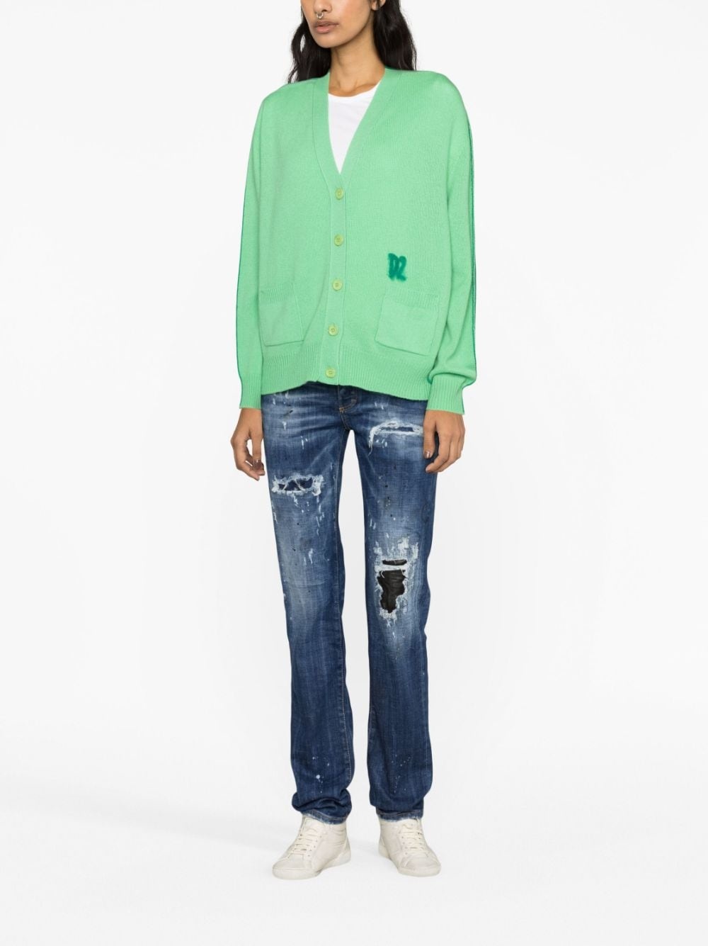 mid-rise distressed jeans - 2