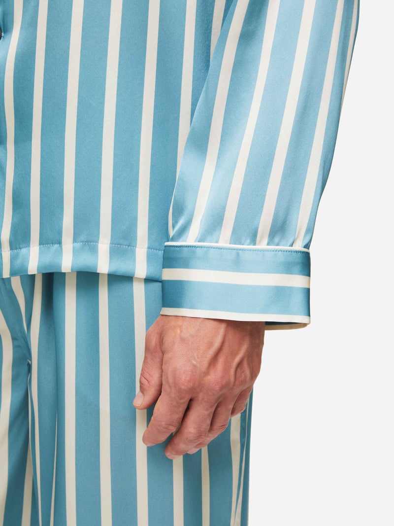 Men's Pyjamas Brindisi 88 Silk Satin Blue - 6