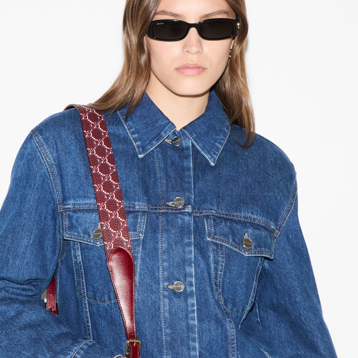 Denim jacket with Gucci print - 5